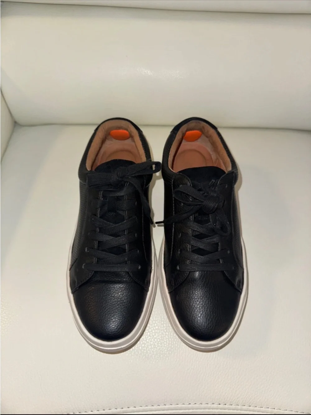 KENNETH COLE BLACK LEATHER PLATFORM SNEAKERS WITH WHITE SOLE